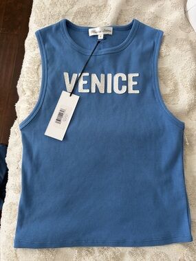 Frankie's Bikinis Blue Ribbed Venice Tank